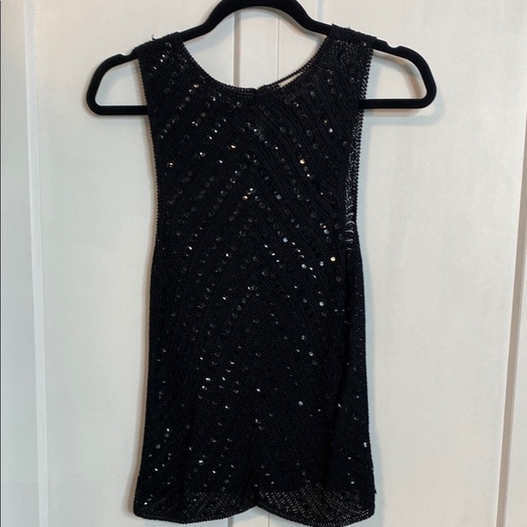amoretti Tops - Amoretti Vintage Black Sequin Sleeveless Crochet Top - Stunning piece